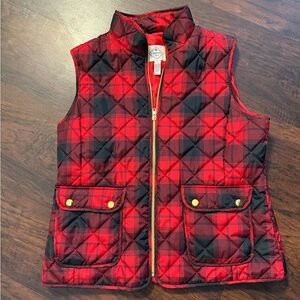 St. John's Bay Kids Red and Black Plaid Vest